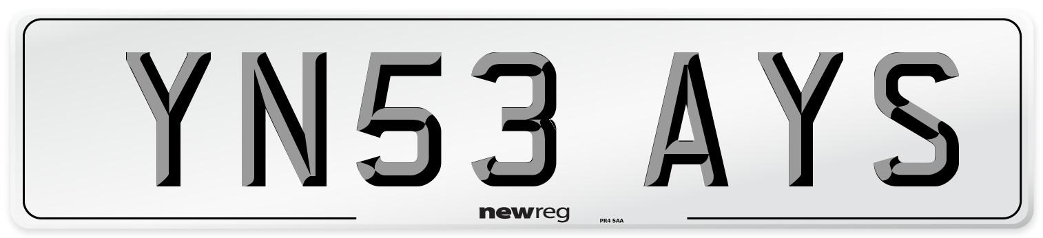 YN53 AYS Number Plate from New Reg